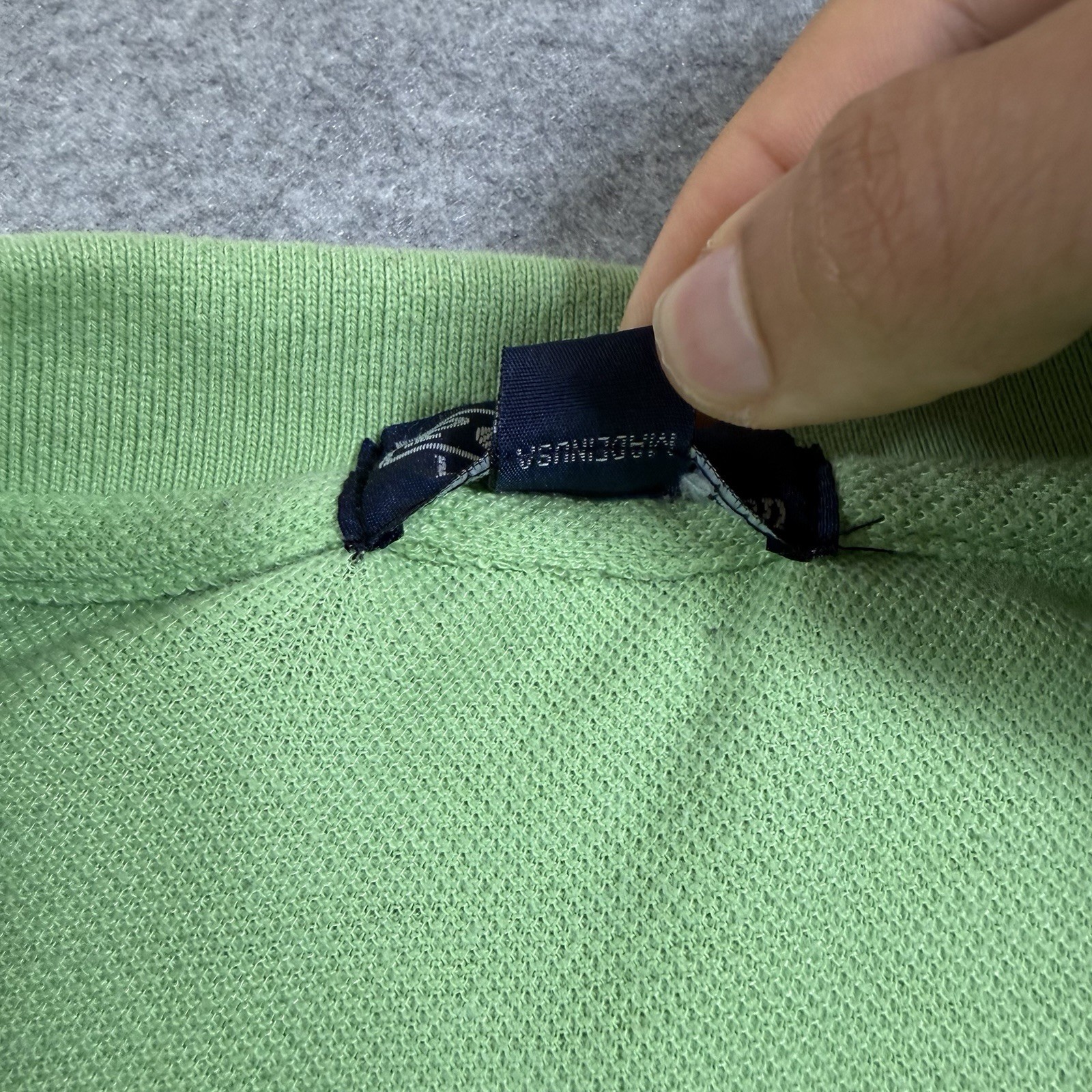 Vintage 80s Polo Ralph Lauren SS Polo Shirt Mens XL USA Made Green Navy Cotton thumbnail 5