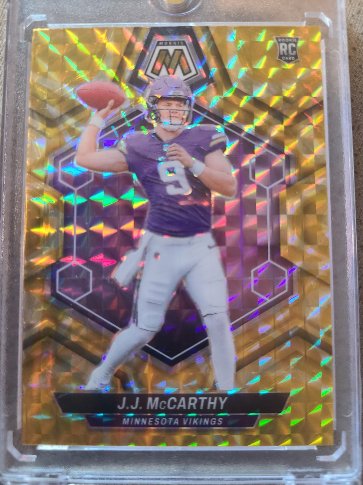 2024 Panini Mosaic – J.J. McCarthy Yellow Reactive Prizm Rookie Card (#310)
