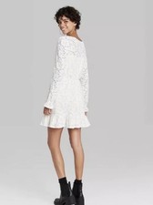 Wild Fable Women  s Long Sleeve Lace Dress Women Cream Ivory NWT Small