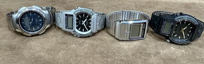4 CASIO WATCHES AWS90D, AW-61, AW-61 1EV, A200 NOT TESTED AS IS