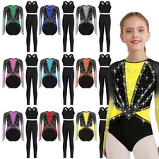 US Girls Ballet Dance Unitard Sports Bodysuit Ballroom Gymnastics Dancewear Show