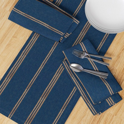 Katalin Stripe Seaport Blue Stripe Navy Blue Stripe Printed Table Runner - Picture 3 of 5