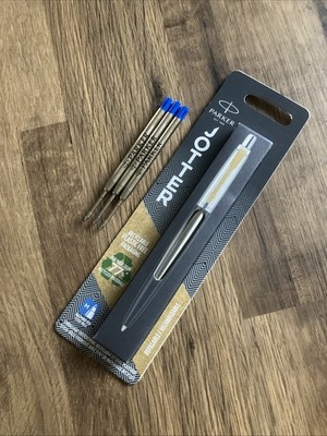 Parker JOTTER EDELSTAHL GOLDRAND Kugelschreiber, blau 1953206/2186734 (1+3 Minen