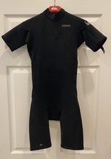 Quiksilver Youth 14B Short Sleeve Shorty Wetsuit Back Zip Black Kids Surf Beach