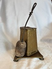 Antico accendino coloniale in ottone con pomice MFG Hoboken W I Andiron Co