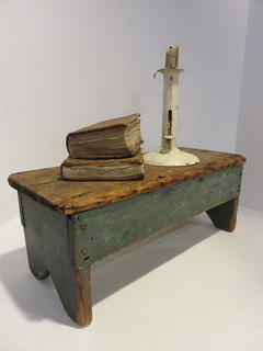 EARLY PRIMITIVE CRICKET BENCH ORIGINAL OXIDIZED BLUE PAINT SQ NLS AAFA