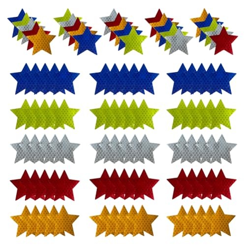 100Pcs Warning Reflective Stickers, Reflective Decals Waterproof Reflector 