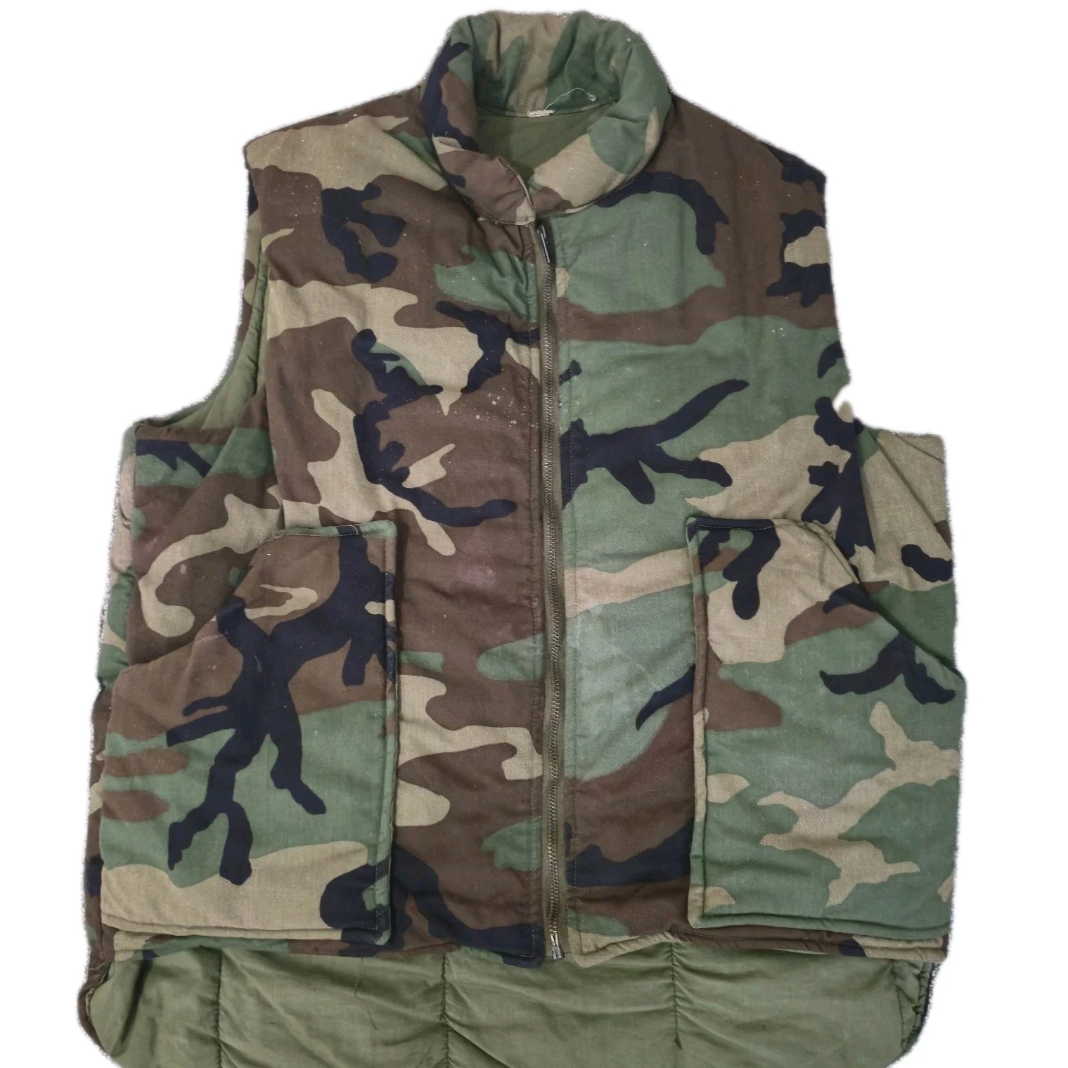 Vtg 80's Camo Vest Mens L M-81 Woodland Camo Insulated Hunting Military