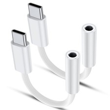 QimKero USB Type C to 3.5mm Female Headphone Jack Adapter 2-Pack , White