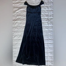 Vintage Jessica McClintock Black Velvet Babydoll Maxi Dress Witchy Cottagecore-4