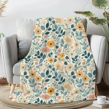 Wildflower Floral Throw Blanket Soft Nature Inspired Decor