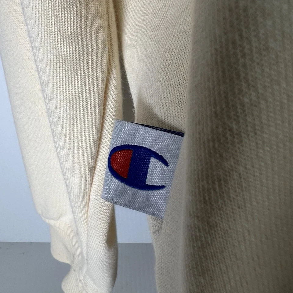 Champion Graphic Hoodie Womens S Cream/Navy Blue 59/61 - image 3 of 4