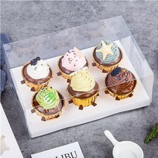 10 Gift Boxes Transparent Cake Boxes  6 Holes Inserts Cupcake  Dessert B