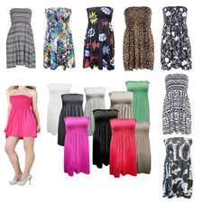 Womens Ladies Plus Size Sheering Boobtube Bandeau Strapless Top Vest Dress 8 22