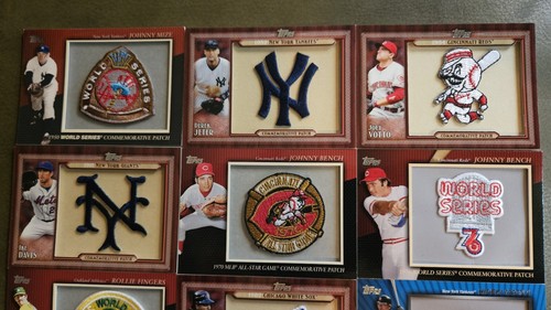 Lote de 12 tarjetas de parche conmemorativas Topps 2010 2011 2014 Jeter Votto Mize Bench - Imagen 2 de 18