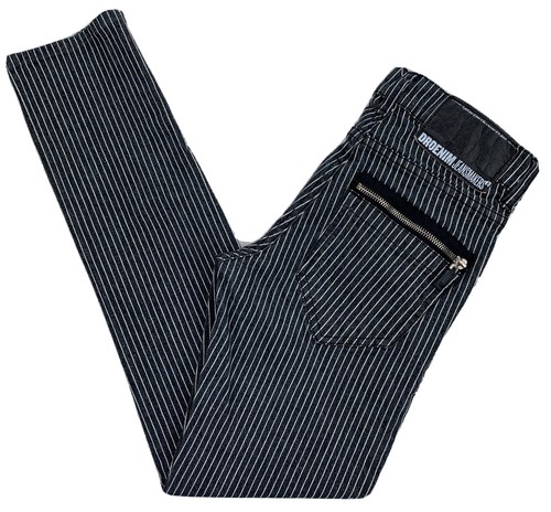 Dr Denim Jeansmakers Black Striped Skinny Jeans Zipper Pockets Stretch Size  27 | eBay