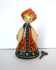 1970s Vintage Mechanical Clockwork Wind-up Toy Matryoshka Made in USSR