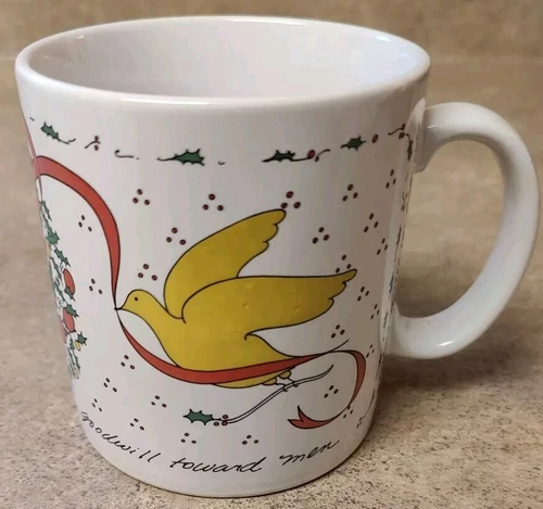 VTG 1980 Taylor & NG San Francisco Christmas Wreath Doves Tea Coffee Mug Japan
