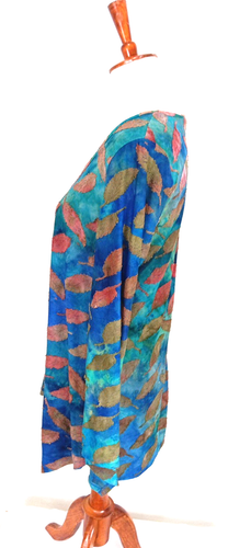 Soft Surroundings Womens M Floating Leaves Tunic Top Blue Ombre Asymmetrical hem - Picture 4 of 8