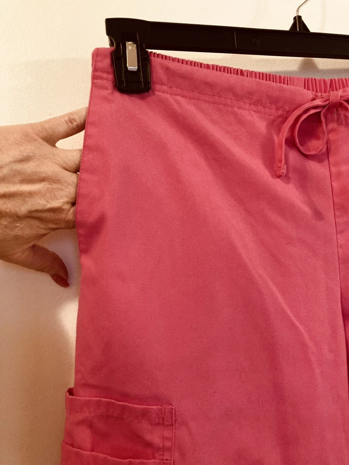 Pantalones SB Scrubs tiro medio rosa elástico cordón cintura para mujer talla S Foto 3 de 4