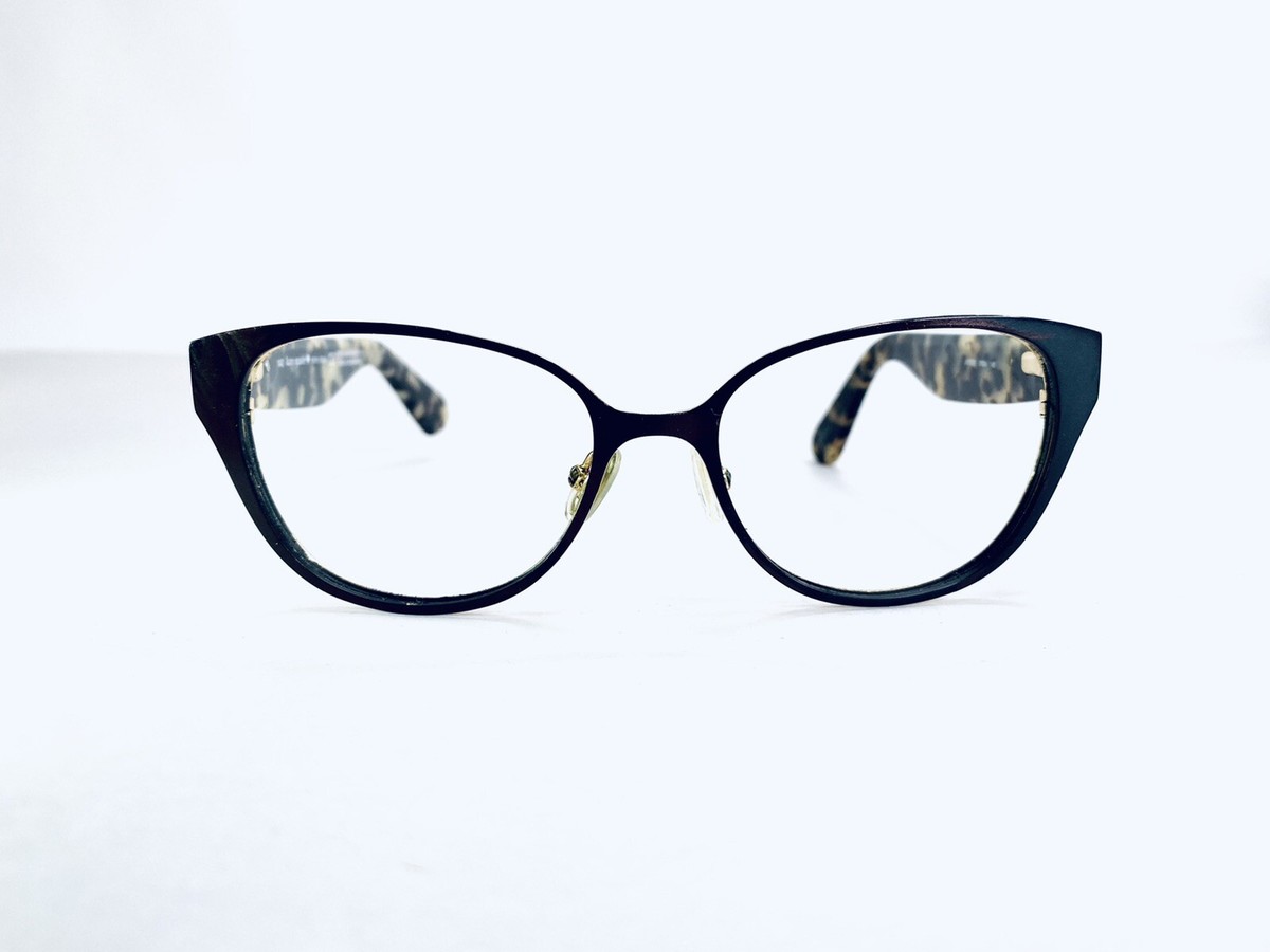 Kate Spade Eyeglasses Cats Eye Black Metal Gold Leopard Temples