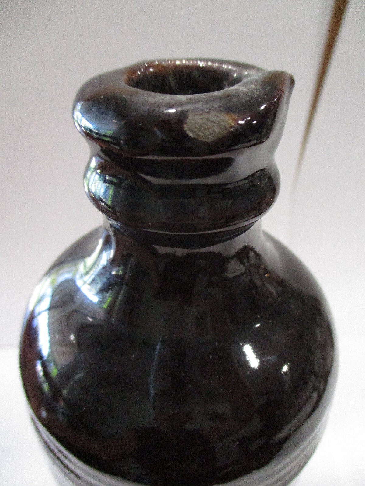antique stoneware master ink bottle with pour spout E.H. Merrill Akron Ohio rare