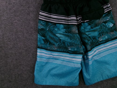 ZeroXposur Shorts Boys Large Black Blue Tropical Swim Board Lined Pool Resort - Picture 15 of 16