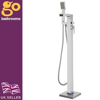 Floor Standing Chrome Bath Shower Mixer Tap Waterfall Design Finish Chequers
