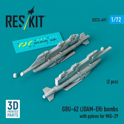 GBU-62 (JDAM-ER) bombs with pylons for MiG-29 ''Fulcrum'' (2 pcs) 1:72 RS72-0491
