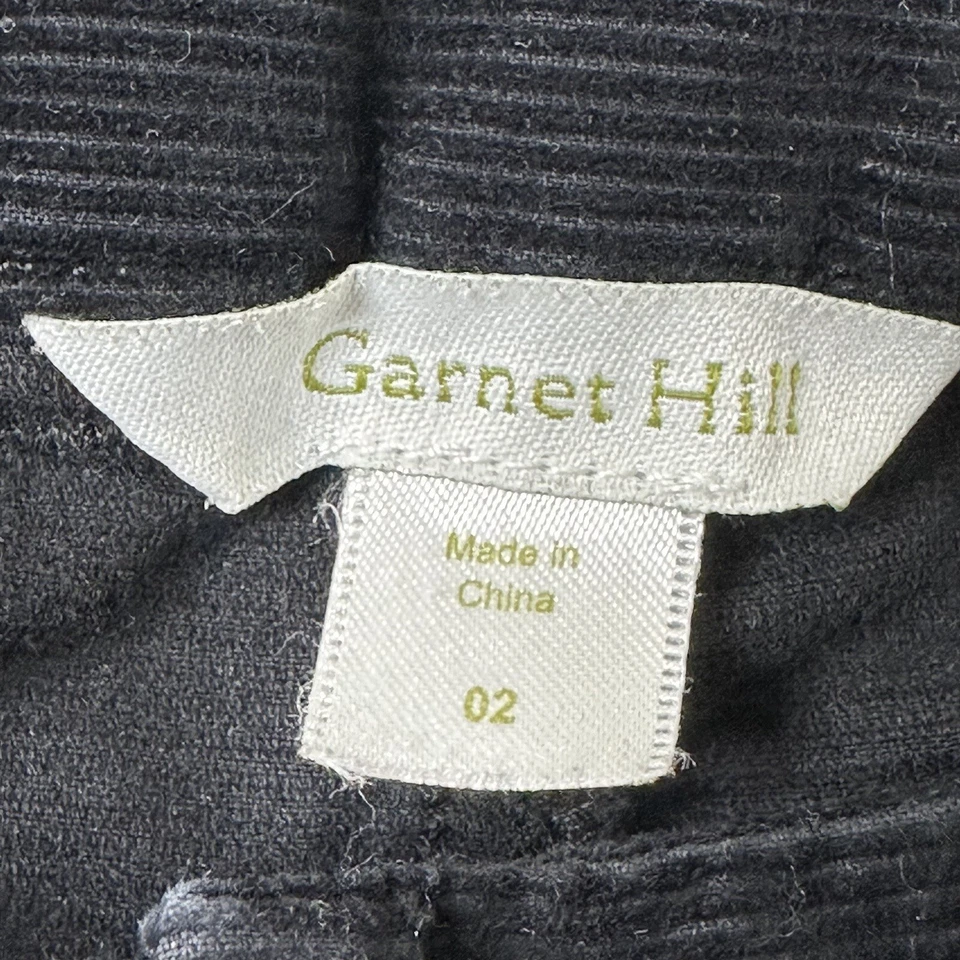 Pantalones Garnet Hill para mujer 2 cordones ajustados de cinco bolsillos pana negro neutro Foto 2 de 4