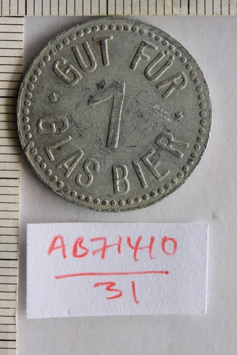 Gut Fur 1 Glas Bier  German Germany Beer Token (AB71410/X590)