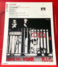 The UK Subs CID Record Cover Art PICTURE / PRINT 10.5" x 8"