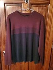NWOT Croft  Barrow Mens LongSleeve Crew Neck Knit Sweater Sz Lg Burgundy/ Gray