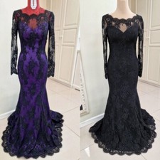 Gothic Black and Purple Wedding Dresses Long Sleeves Backless Beach Bridal Gowns
