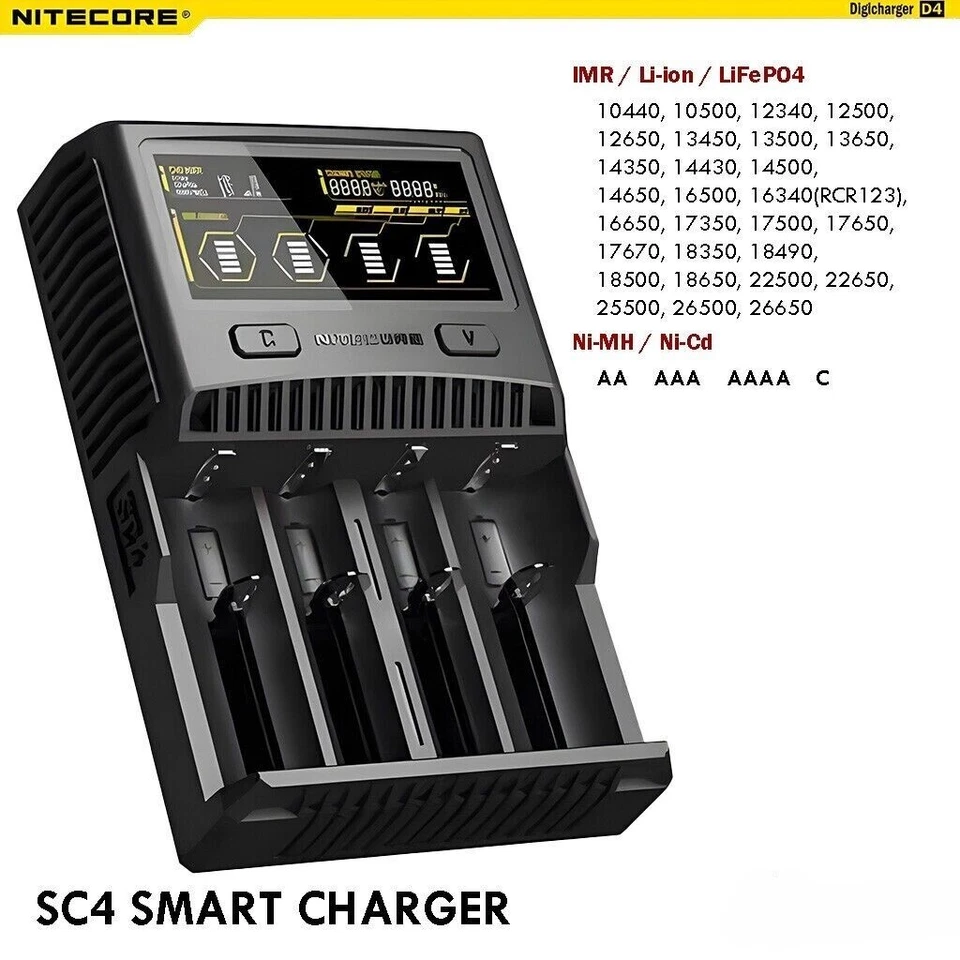 Nitecore SC4 Superb Battery Charger Lithium NiMH-Cd INR 18670 26650 AA AAA - Image 4 of 4