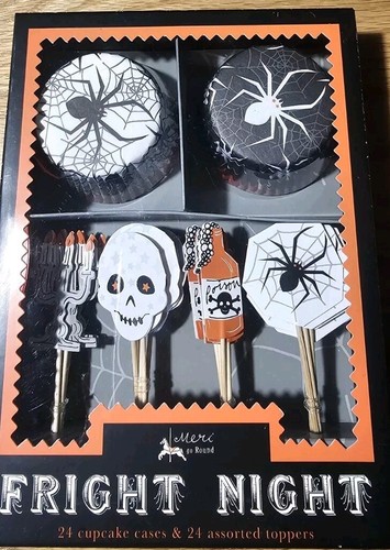 Meri Meri Halloween Fright Night Cupcake Kits - 24 Cases and 24 Assorted Toppers - Picture 2 of 3