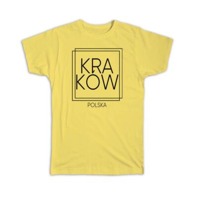 Gift T-Shirt : KRAKoW Poland Square Modern Minimalist Font