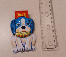 Vintage Tin Litho Noisemaker Party Clicker Dog Made in Japan Bright Color NOS