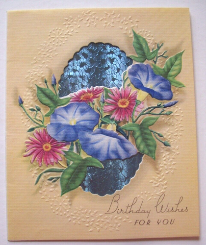 Moering Glories Folie Akzent Blume geprägt Vintage Geburtstag Grußkarte *CC20 - Bild 1 von 3