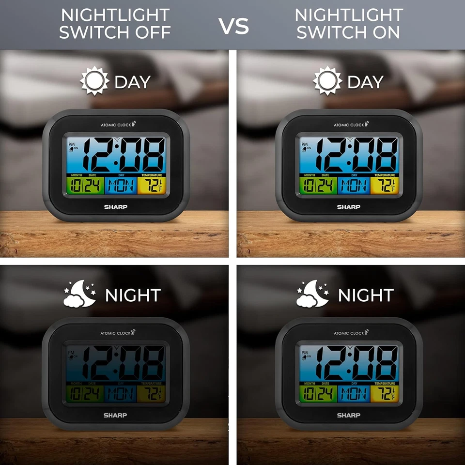 Sharp Atomic Digital Alarm Clock, Battery Operated Self-Setting Digital Wall - Image 3 of 4