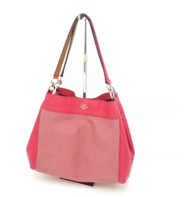 Coach Lexy Woven Jacquard Triple Compartment Red Shoulder Bag w