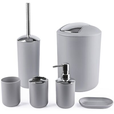 6 Pcs Bathroom Accessories Set Toothbrush Holer Rinse Cup Soap Dish Waste Bin