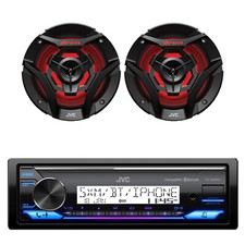 JVC Single DIN Marine Bluetooth Stereo Receiver, 2x 6.5" 260W LED Black Speakers