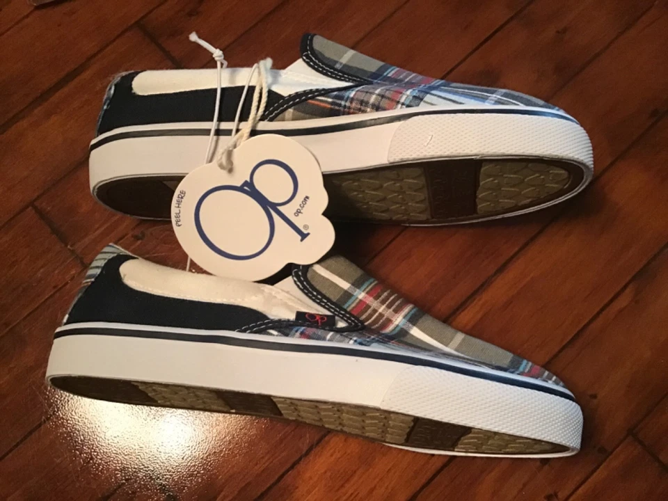 Zapatos de Lona Azul Topo Multi Cuadros Océano Pacífico Deslizables Niños Niños Talla 4 Foto 2 de 4