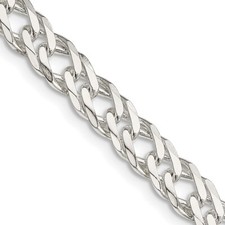 20" Sterling Silver 6.25mm 6 Side Diamond-cut Flat Double Curb Chain Necklace