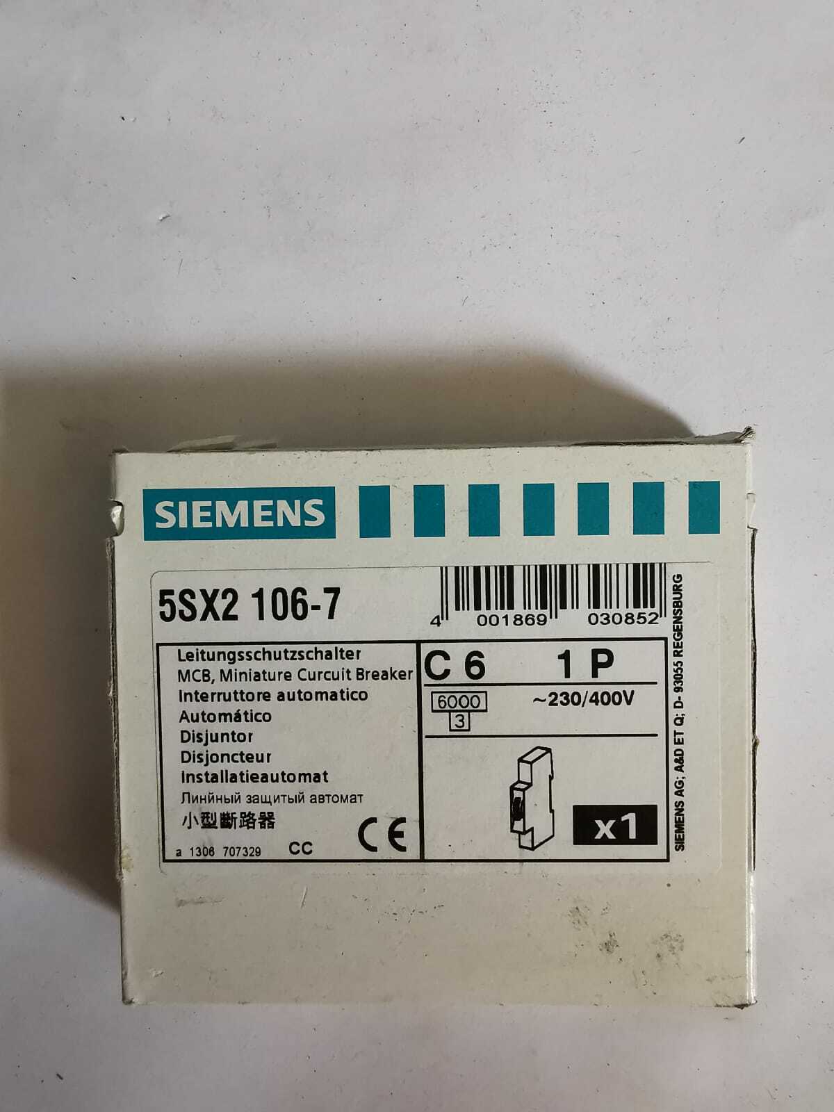 Siemens 5SX2 106-7 PCS SIEMENS 5SX2 106-7 CIRCUIT BREAKER 3