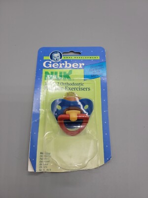 Vintage Gerber  NUK Orthodontic Pacifier Exerciser Blue 1992 New in Package 