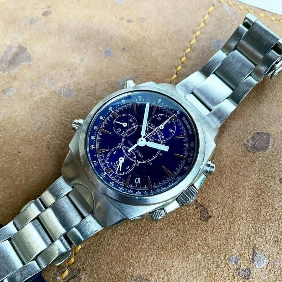 RARE Seiko SUS SCFL001 Blue Dial Chronograph 7T32 9000 Alarm