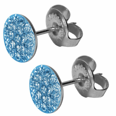 1 Paar Ohrringe Kristalliner Chirurgenstahl Ohrstecker in blau Studex Sensitive