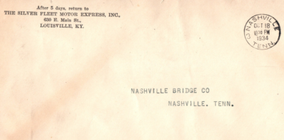 #ad Lousville KY Silver Fleet Motor Express Inc Postal Cover Kentucky $24.50